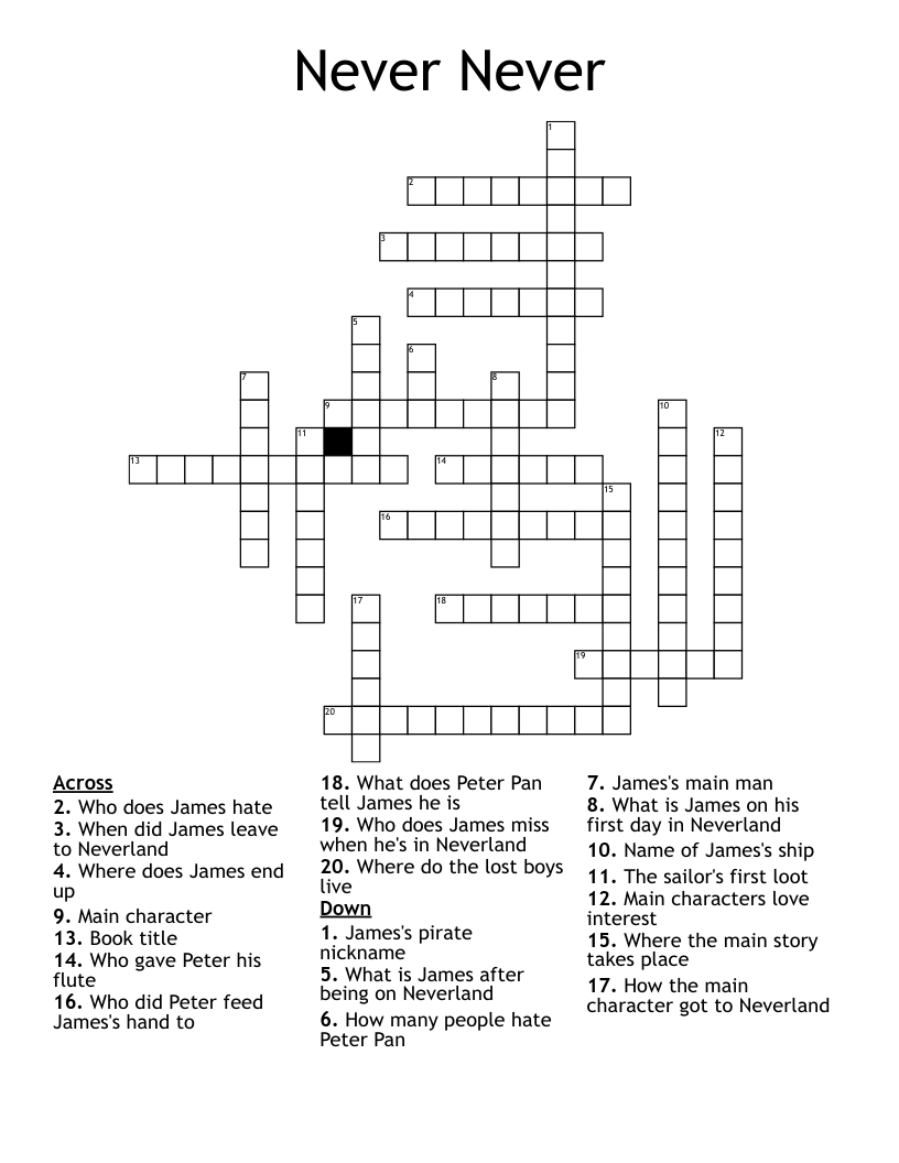 Never Never Crossword