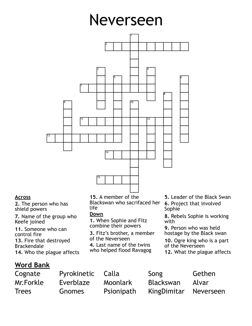Neverseen Crossword