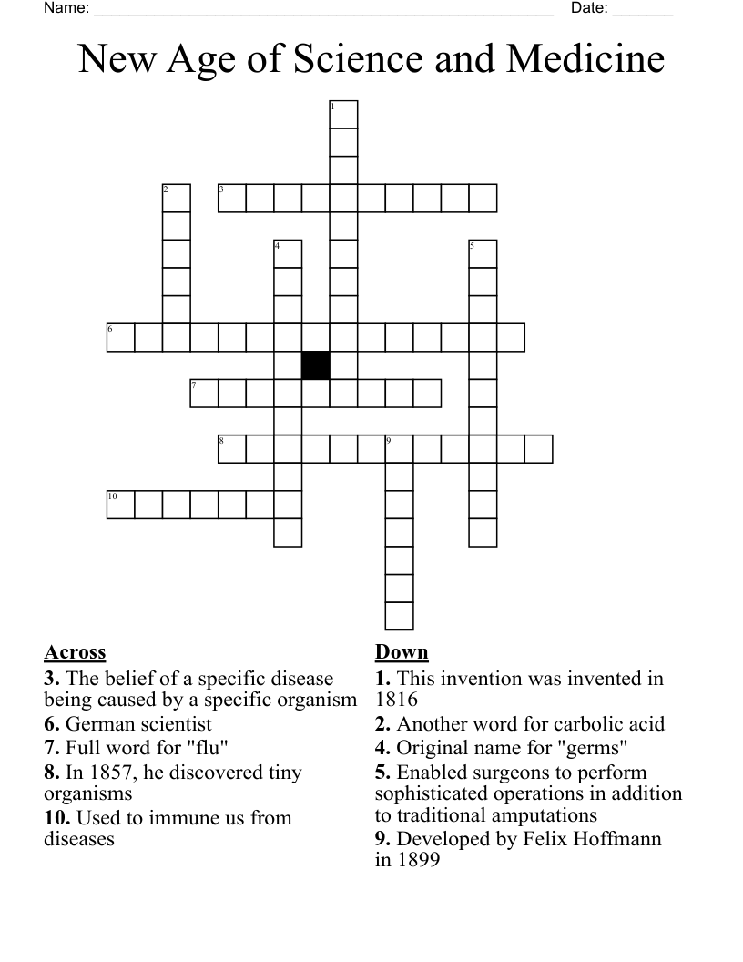 New Age of Science and Medicine Crossword