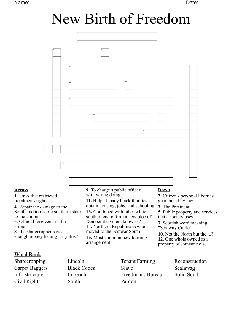 New Birth of Freedom Crossword