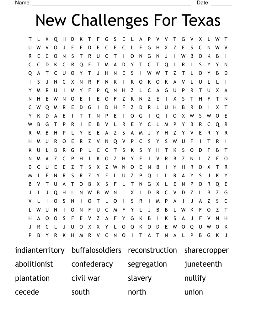 New Challenges For Texas Word Search