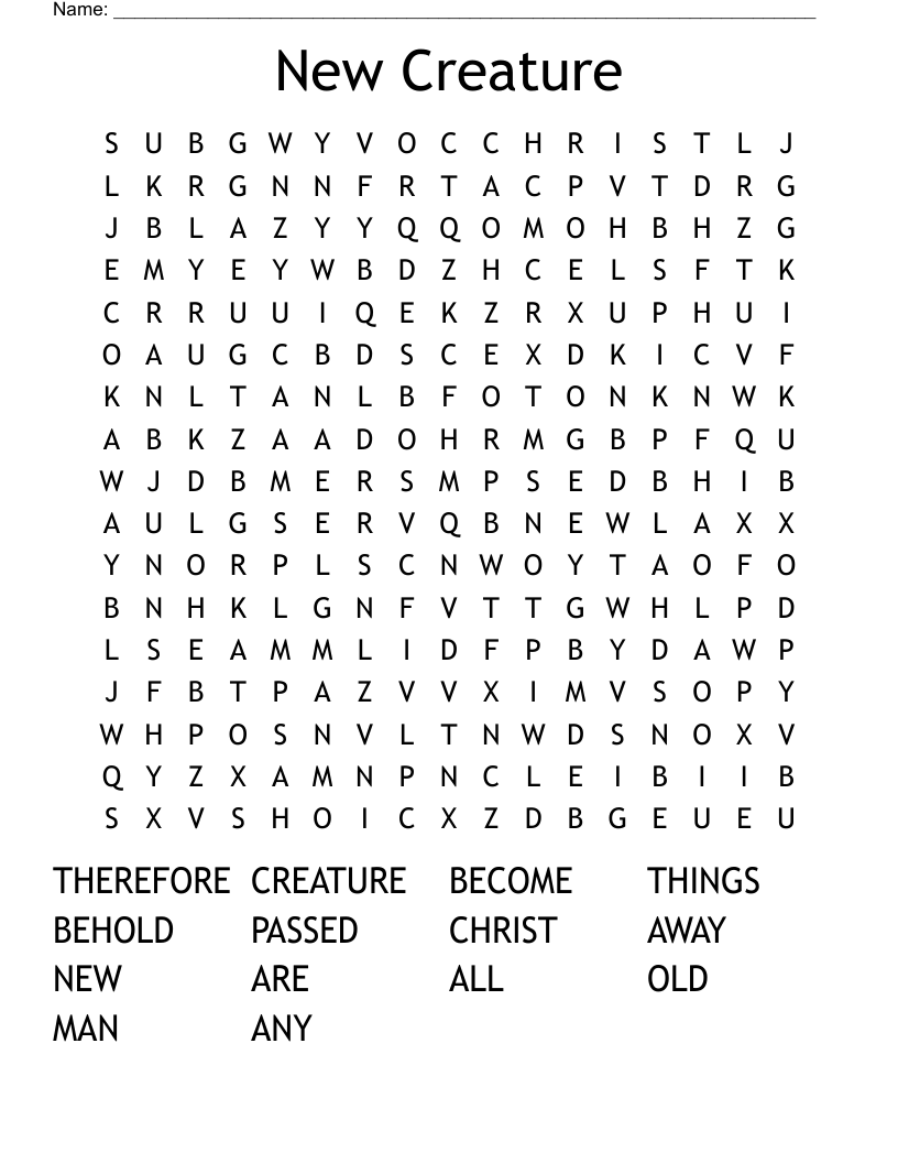 New Creature  Word Search