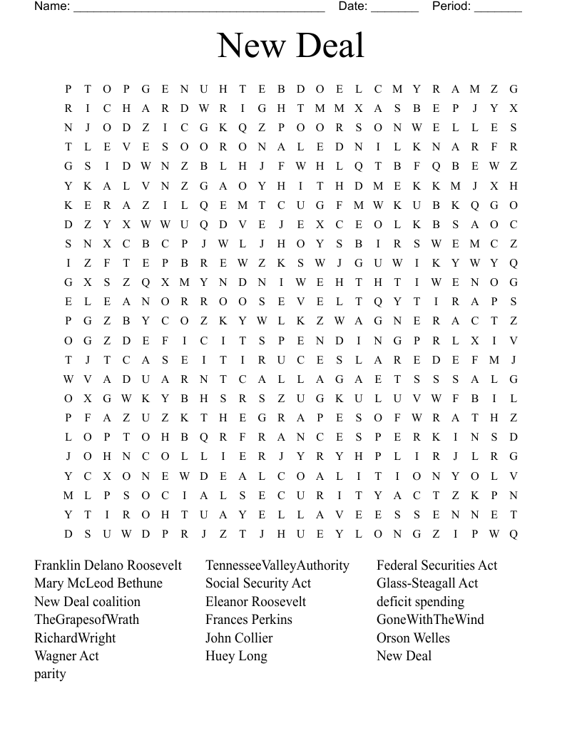 New Deal Word Search