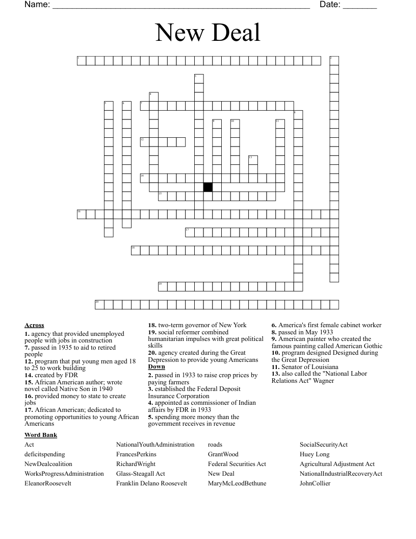 New Deal Crossword