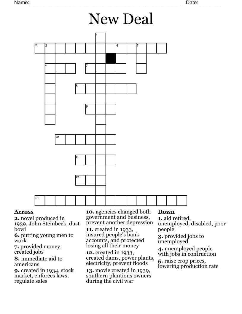New Deal Crossword