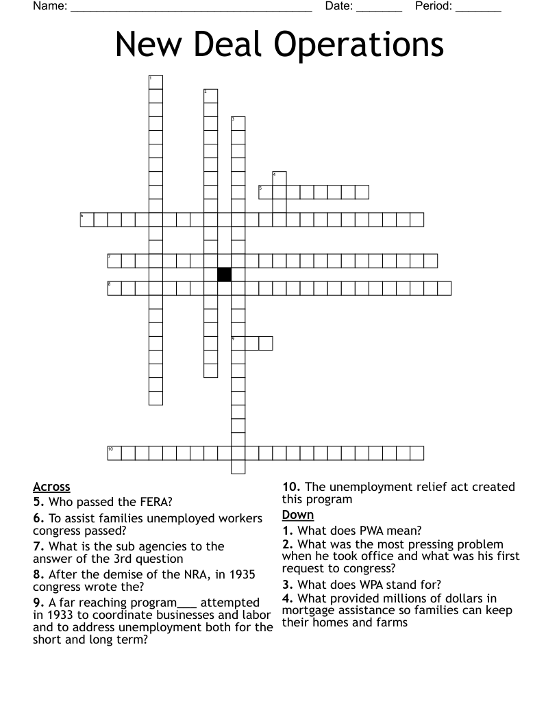New Deal Operations  Crossword