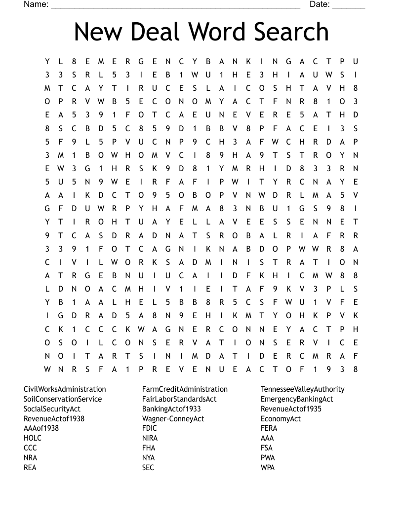 New Deal Word Search
