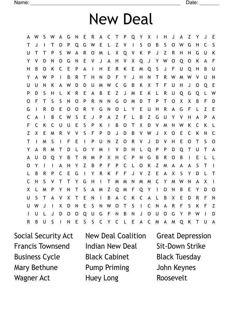 New Deal  Word Search