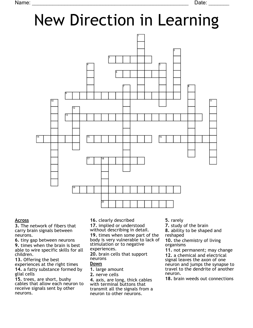 New Direction in Learning  Crossword