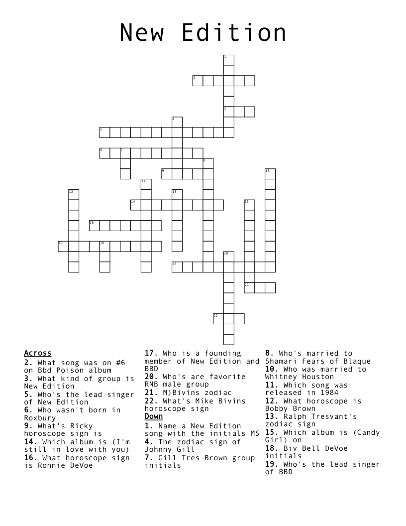 New Edition Crossword