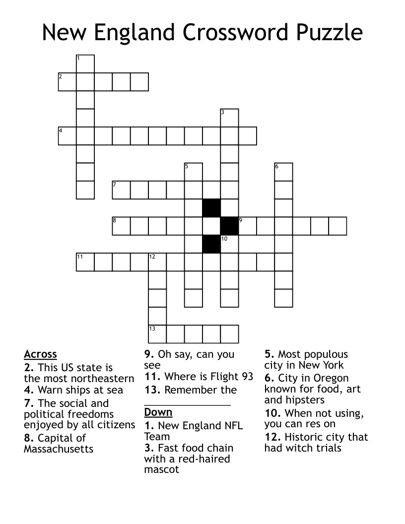 New England Crossword Puzzle