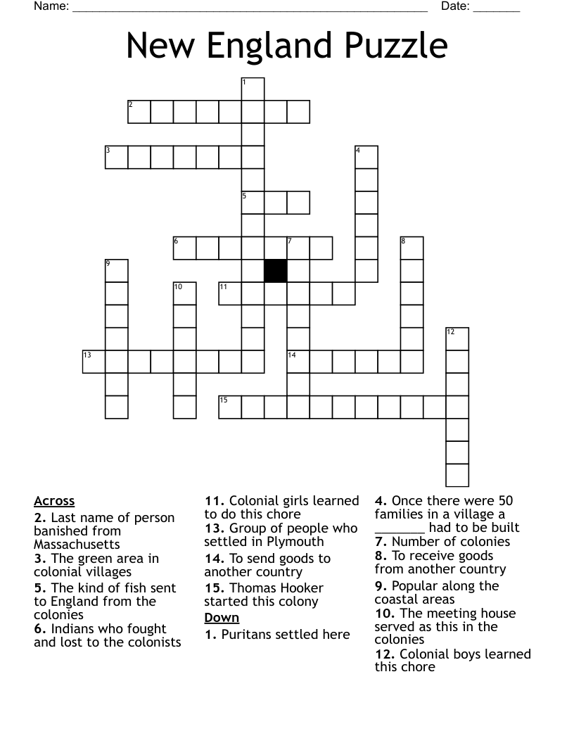 New England Puzzle Crossword