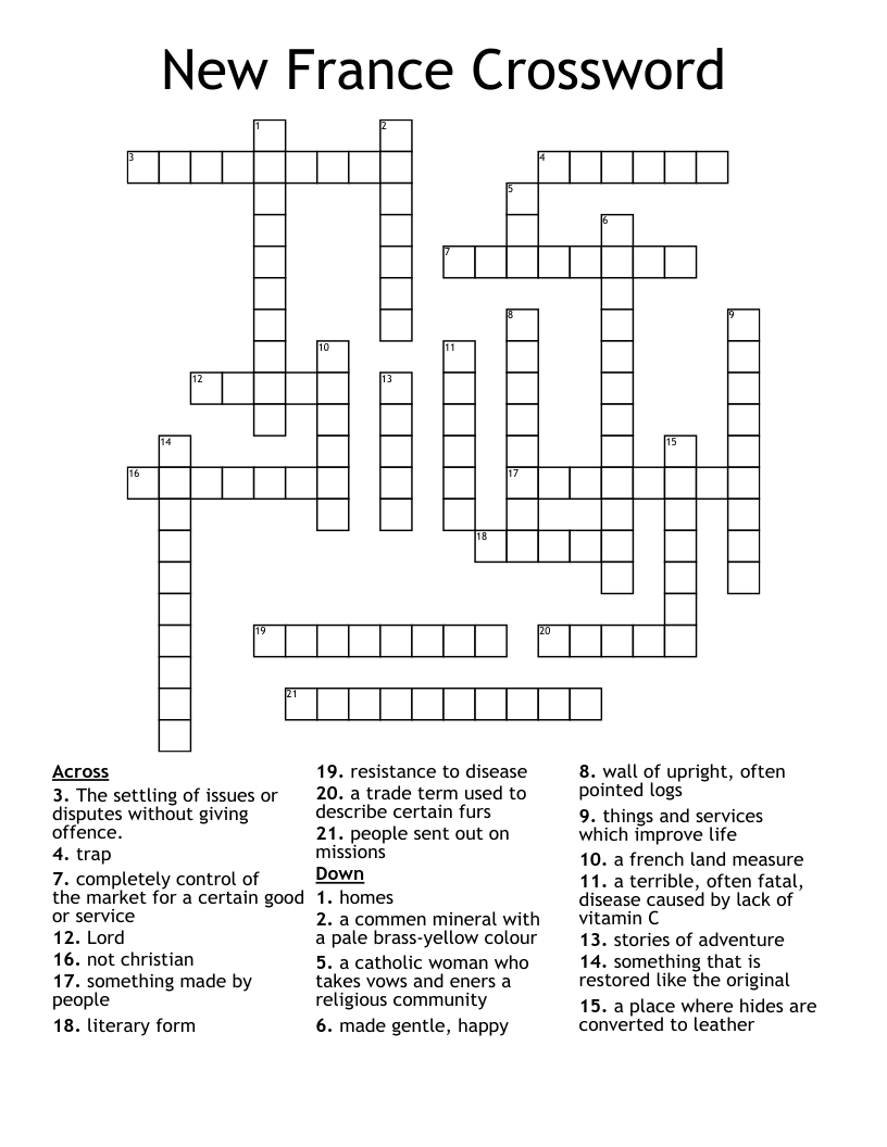 New France Crossword