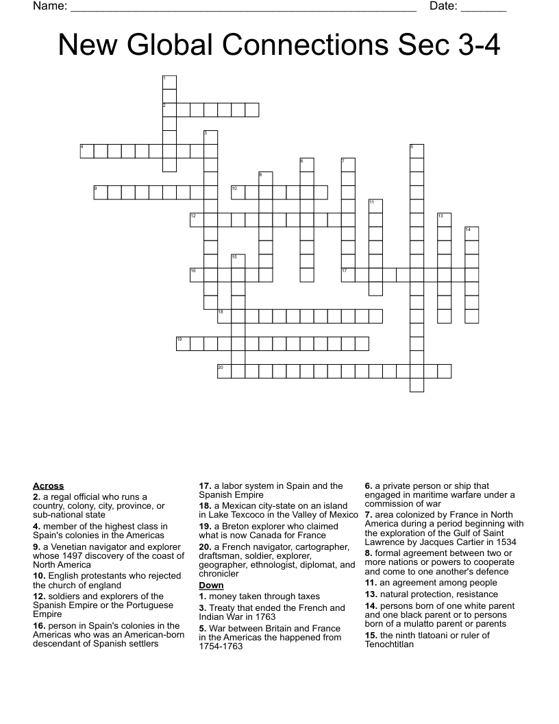 New Global Connections Sec 3-4 Crossword