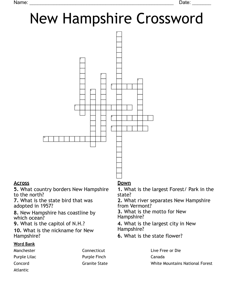 New Hampshire Crossword