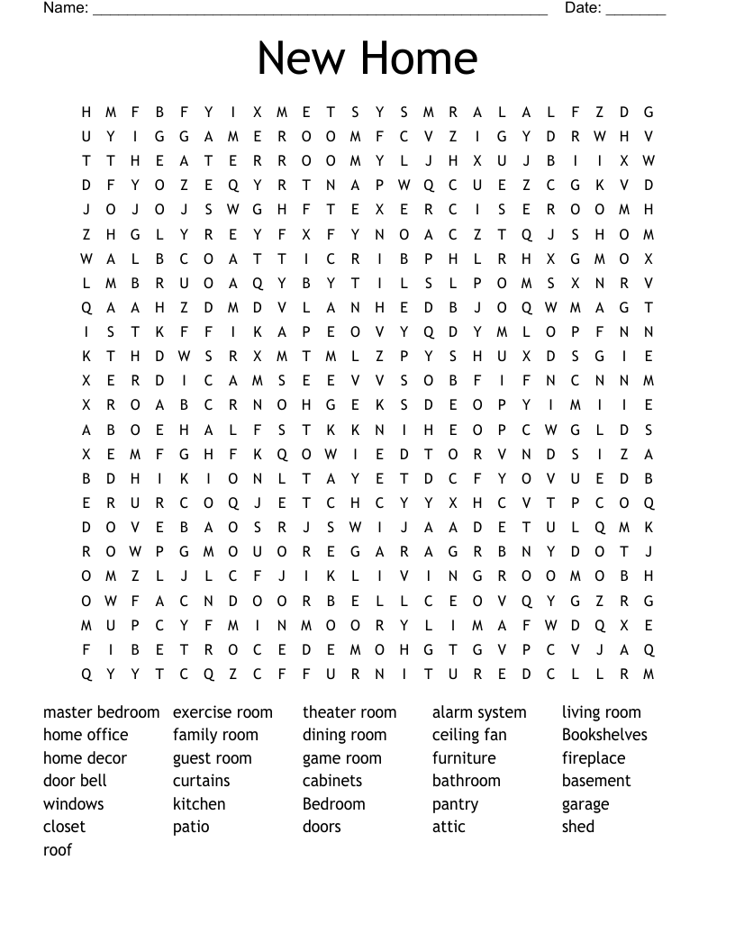 New Home Word Search