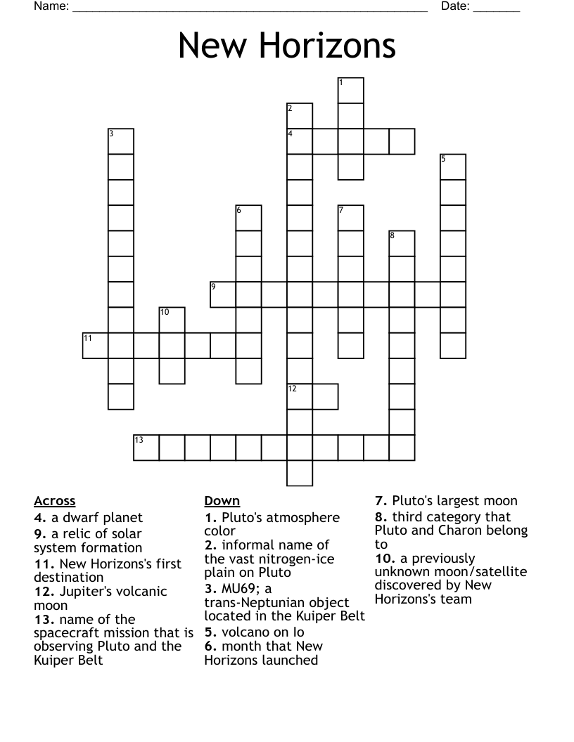 New Horizons Crossword
