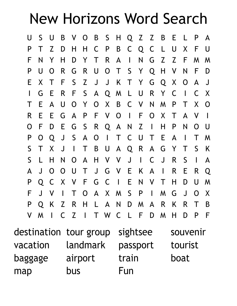 New Horizons Word Search