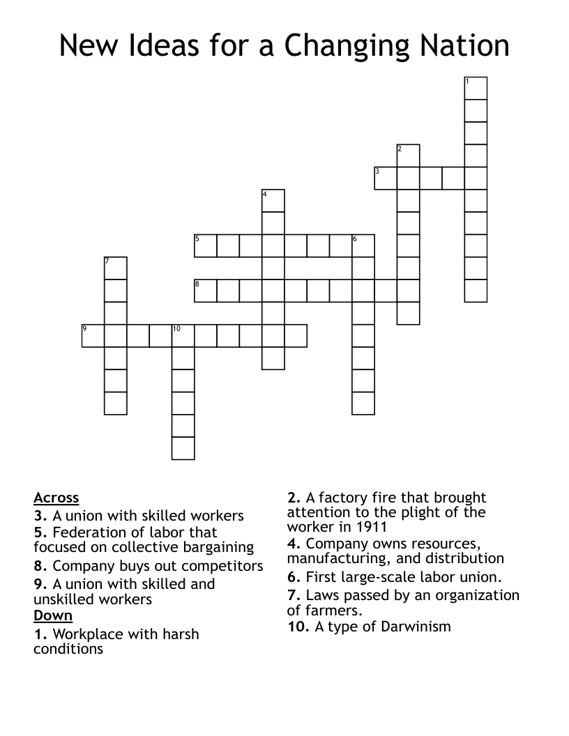 New Ideas for a Changing Nation Crossword