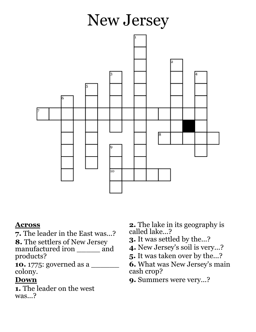 New Jersey Crossword