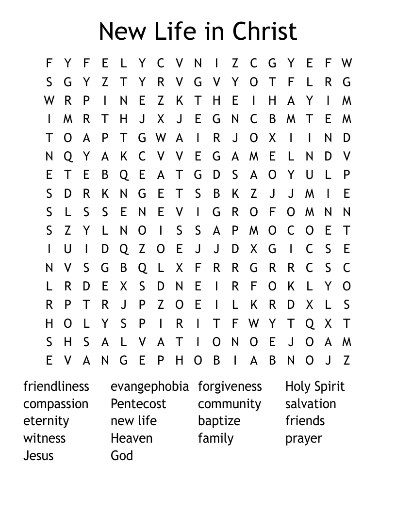 New Life in Christ Word Search