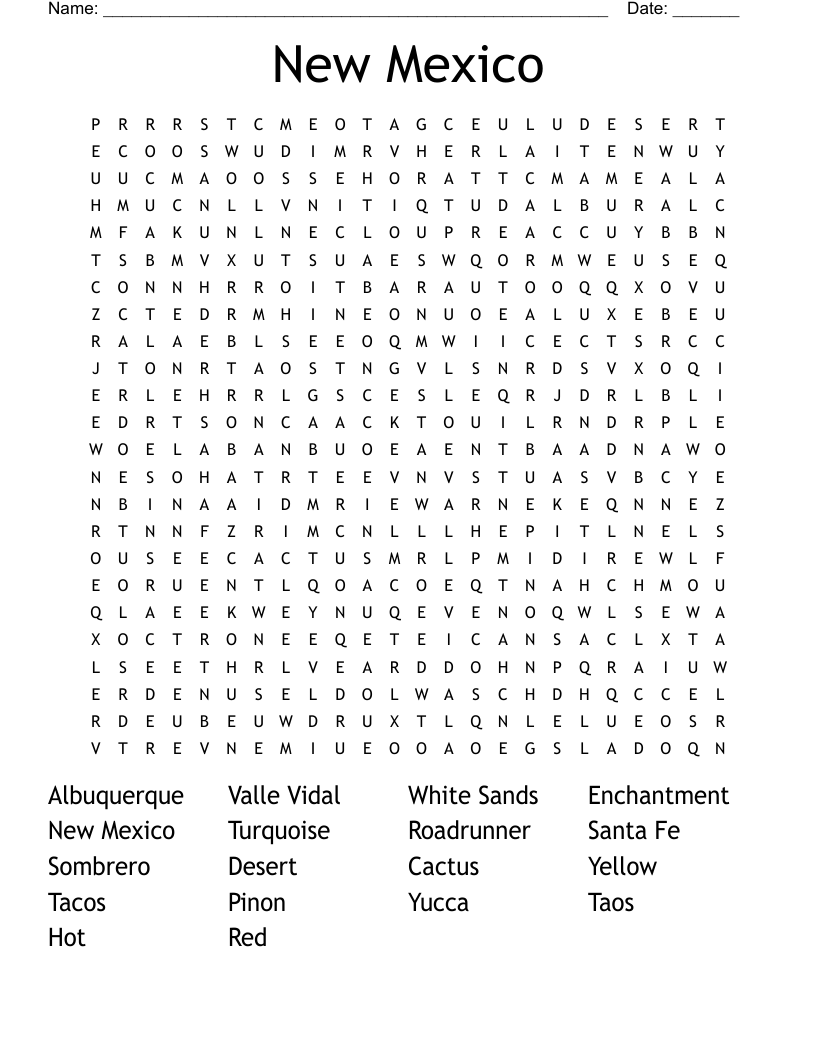 New Mexico Word Search