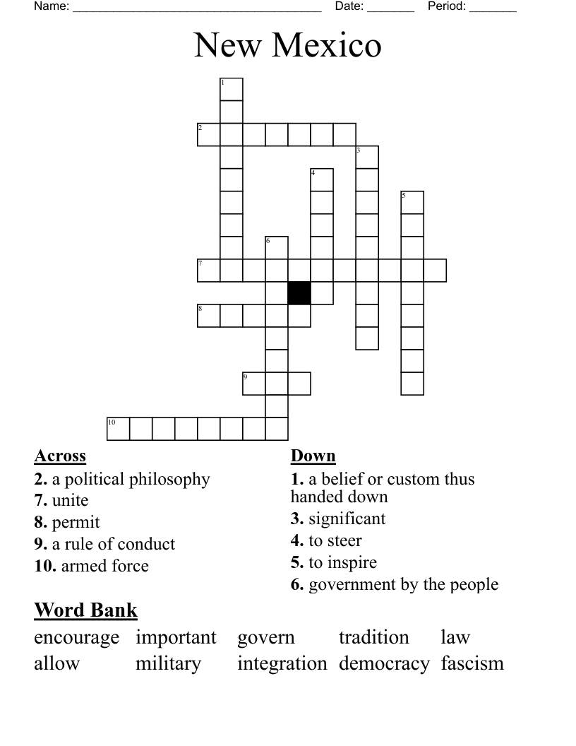 New Mexico Crossword