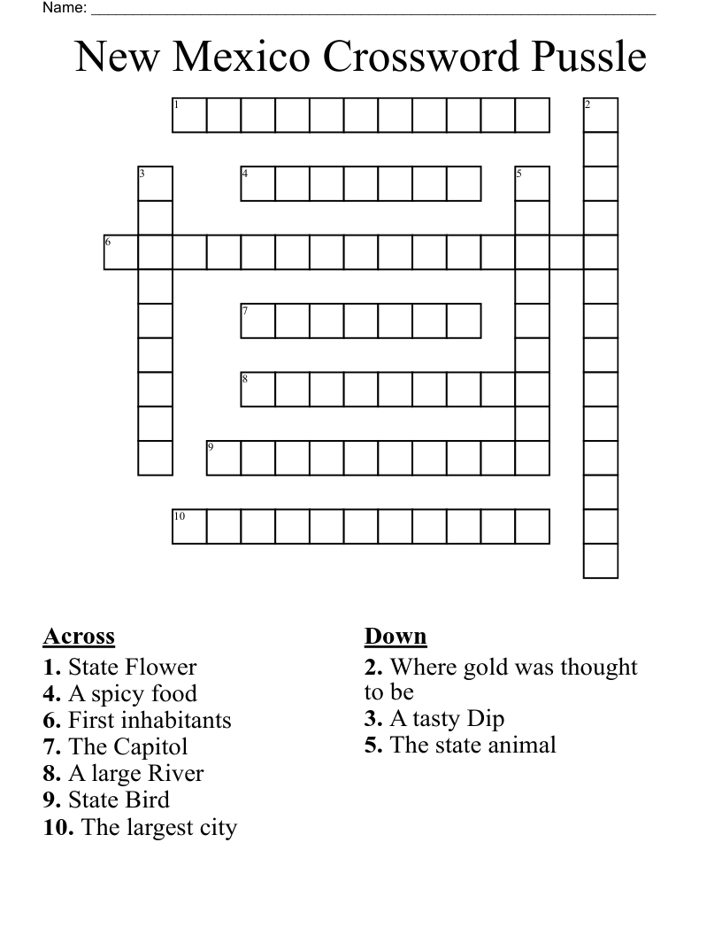 New Mexico Crossword Pussle