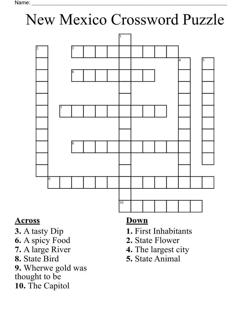 New Mexico Crossword Puzzle