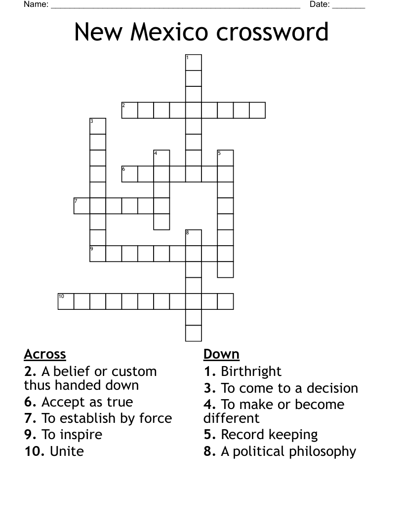 New Mexico crossword 