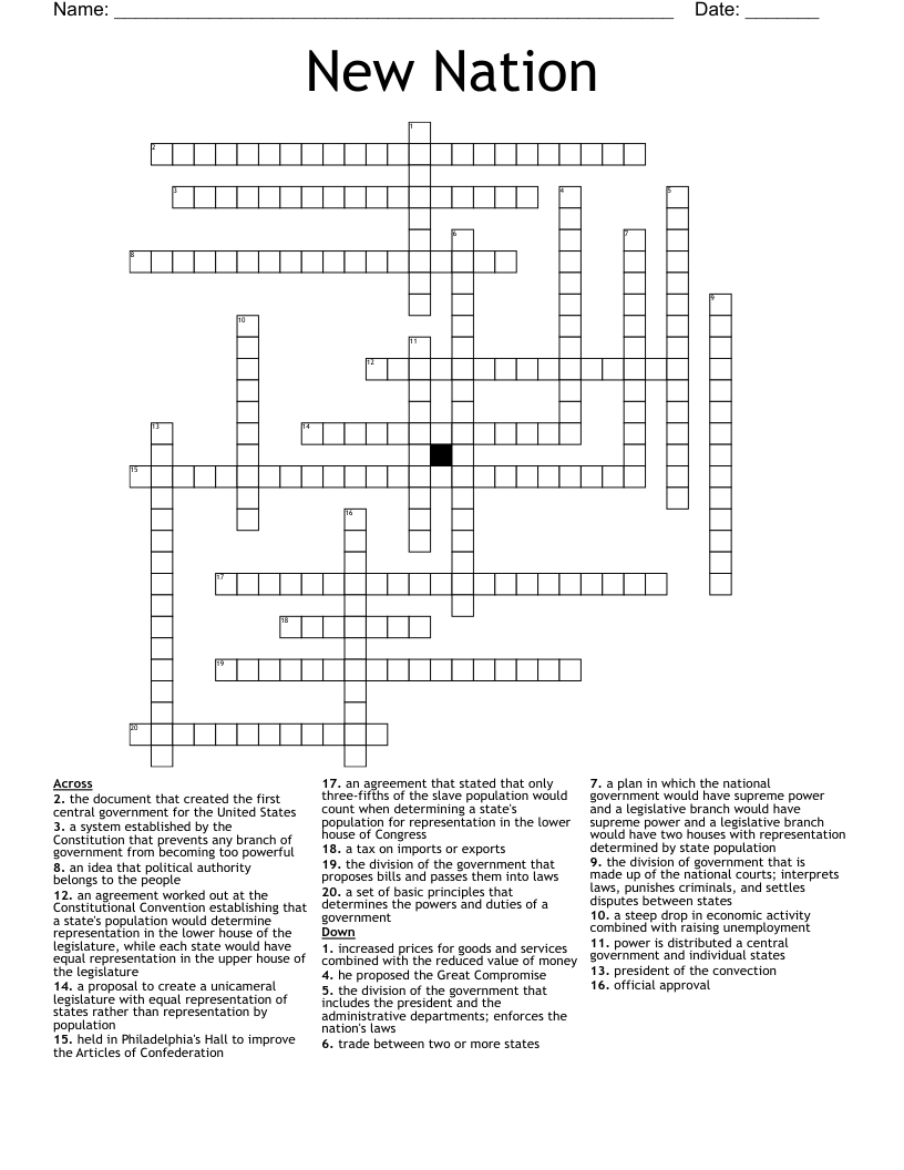 New Nation Crossword