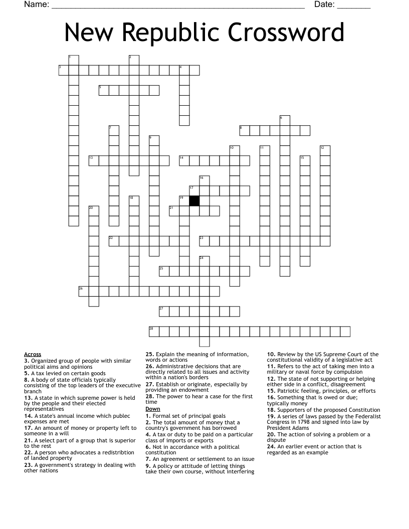 New Republic Crossword
