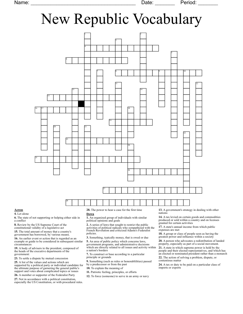 New Republic Vocabulary Crossword