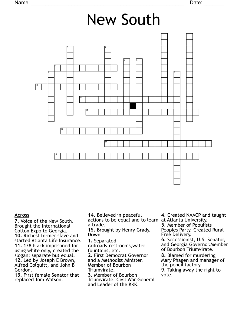 New South Crossword