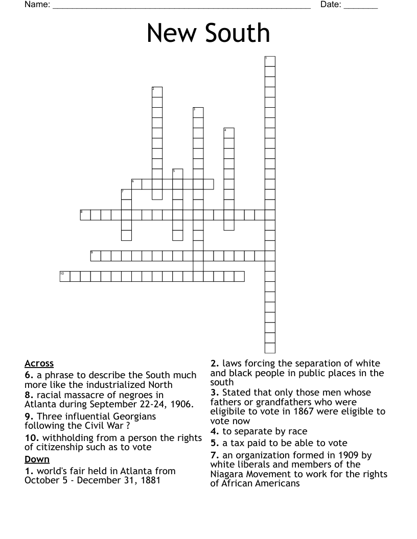 New South Crossword