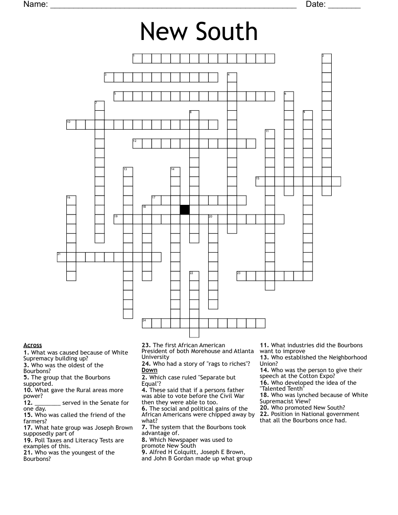 New South Crossword