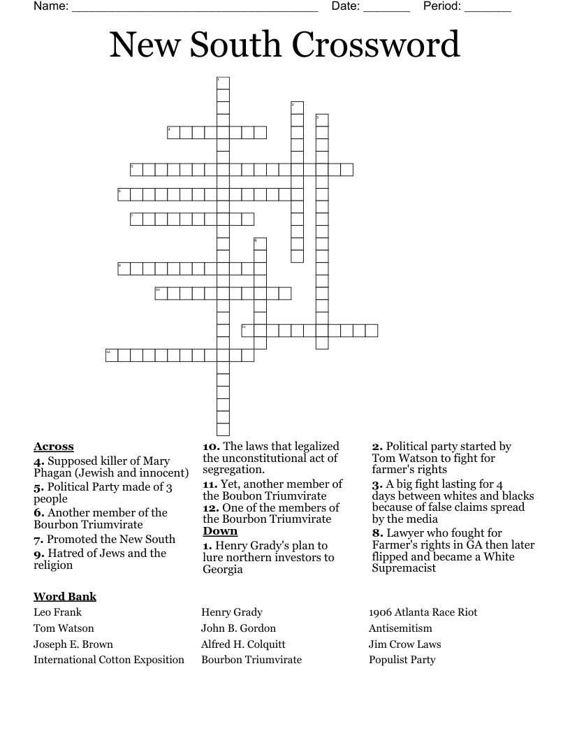 New South Crossword