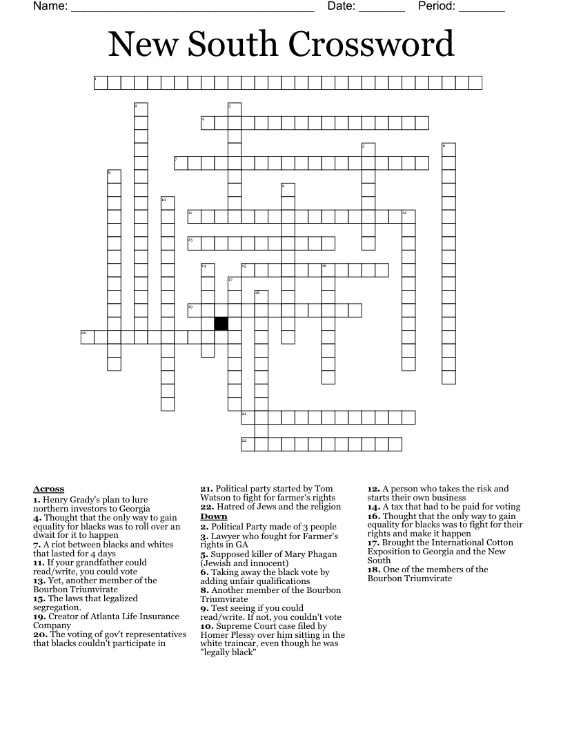 New South Crossword