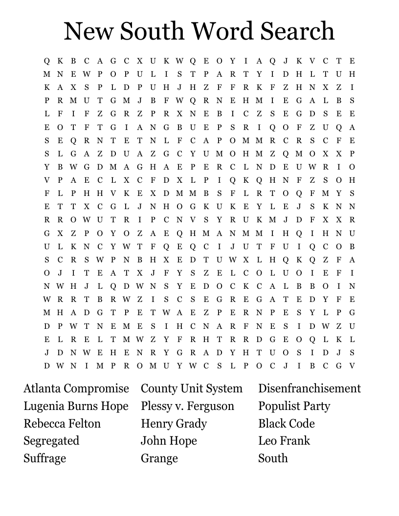 New South Word Search