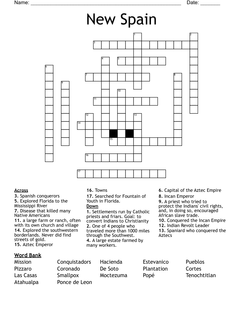 New Spain Crossword