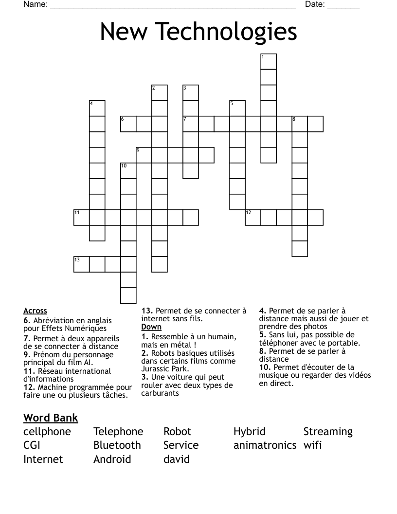 New Technologies Crossword