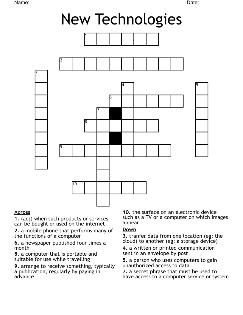 New Technologies Crossword