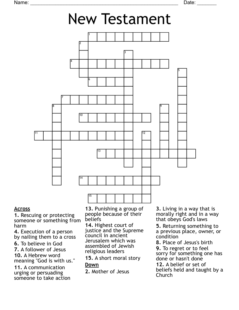 New Testament Crossword