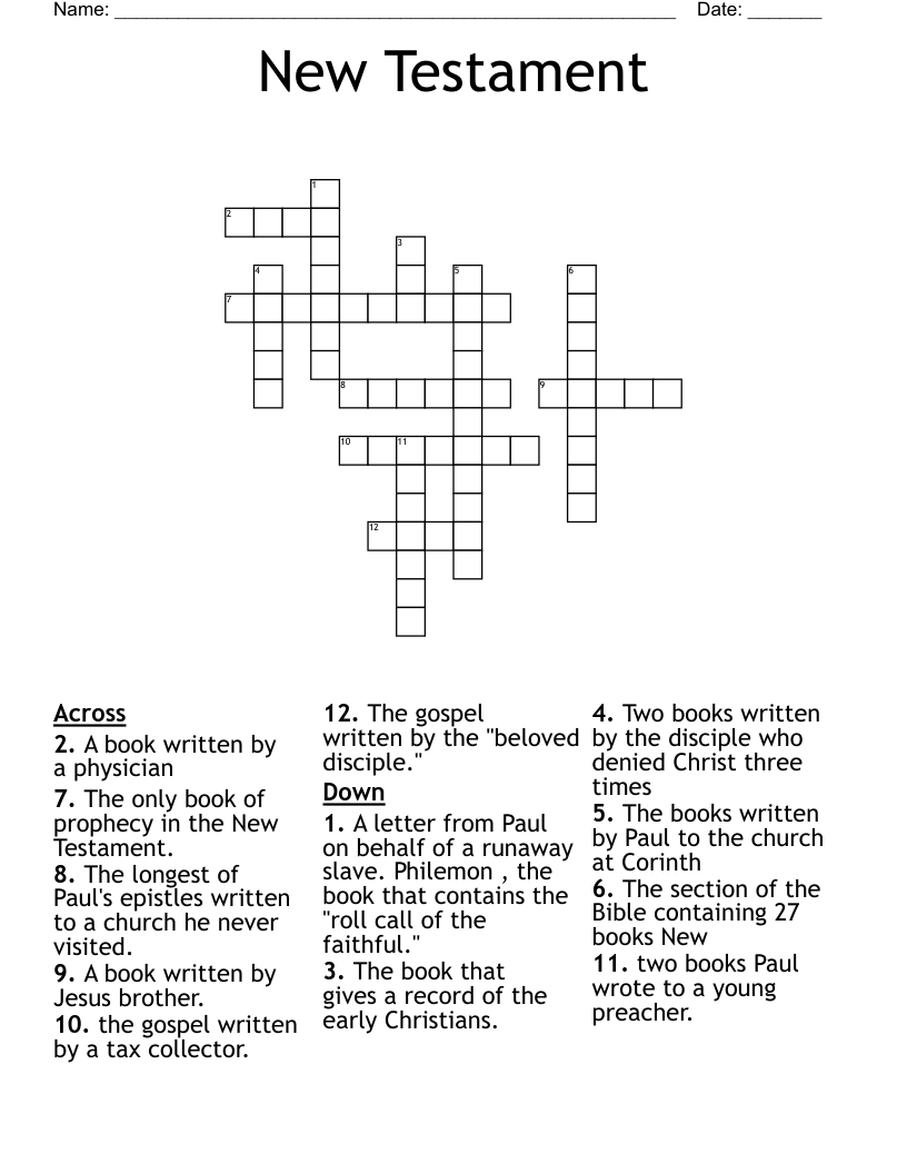 New Testament Crossword