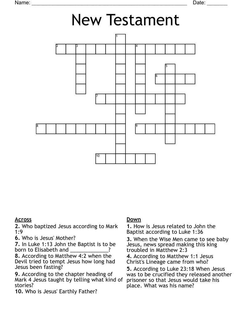 New Testament Crossword
