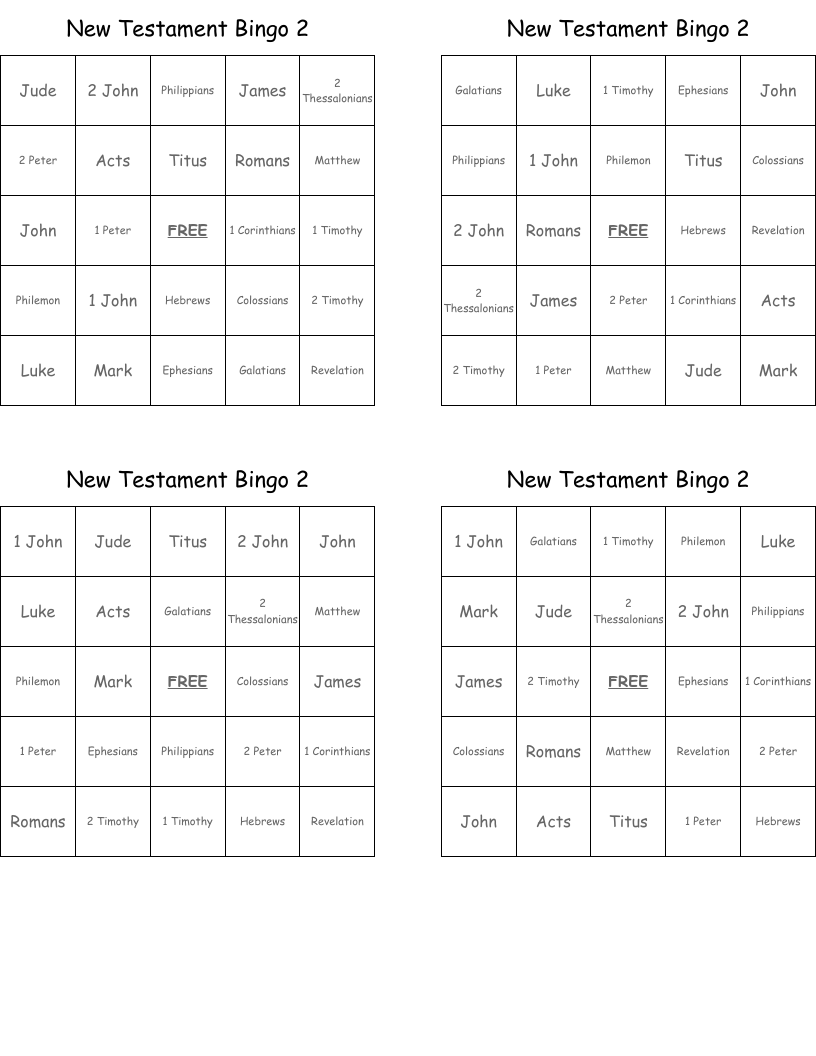 New Testament Bingo 2