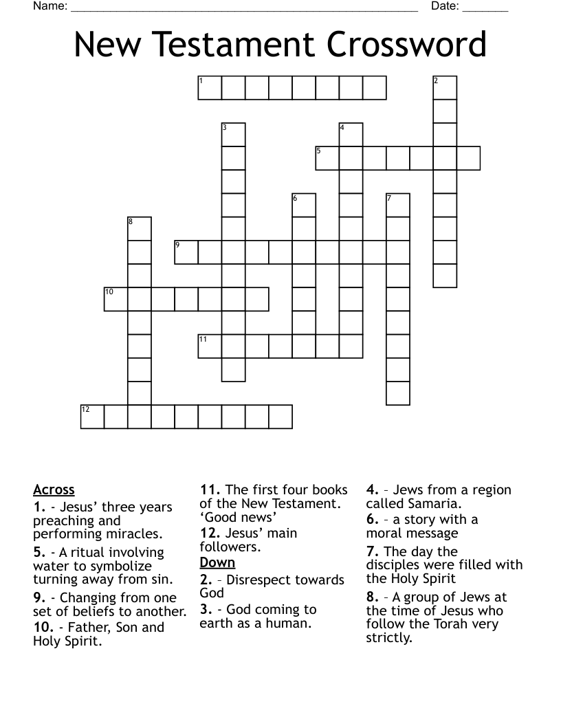 New Testament Crossword