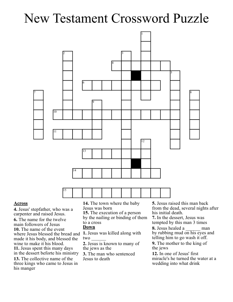 New Testament Crossword Puzzle