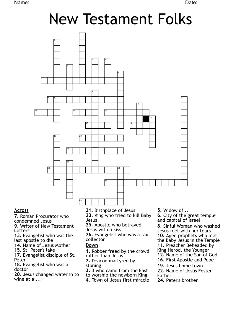 New Testament Folks Crossword