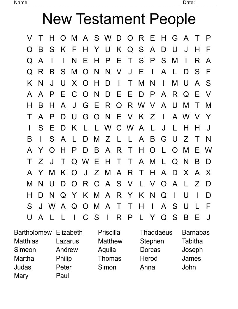 New Testament People Word Search